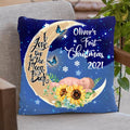 Personalized Baby First Christmas Pillow Cover - I Love You To The Moon And Back