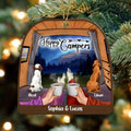 Personalized Couple Camping Ornament - Couple With Up to 2 Pets - Best Gift For Camping Lover - Happy Campers