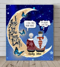 Custom Personalized Old Couple Memorial Canvas  - Memorial Gift For Couple - I Love You To The Moon & Back
