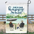 Personalized Fishing Family Flag Sign - Parents With Up to 4 Kids  - Gift For Fishing Lover - This Is Our Happy Place