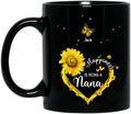 Personalized Grandma Butterfly Black Coffee Mug - Gift For Grandma From Grandkids - Happiness Is Being A Nana