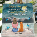 Personalized Dog Mom Quilt/Fleece Throw Blanket - Up to 4 Dogs - Gift Idea For Dog Lover - Outside Of A Dog, A Book Is Man's Best Friend. Inside Of A Dog It's Too Dark To Read