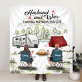 Personalized Camping Quilt/Fleece Throw Blanket - Gift Idea For Camping Lovers/Couple With Up To 4 Dogs - Husband And Wife Camping Partners For Life