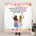 Personalized Sisters Blanket - Up to 4 Girls - Funny Sister Birthday Gifts From Sister - I'd Walk Through Fire For You Sister
