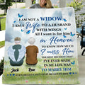 Personalized Couple Quilt/Fleece Throw Blanket/Pillow Cover - Memorial Gift Idea For Couple - I Am A Wife To A Husband With Wings