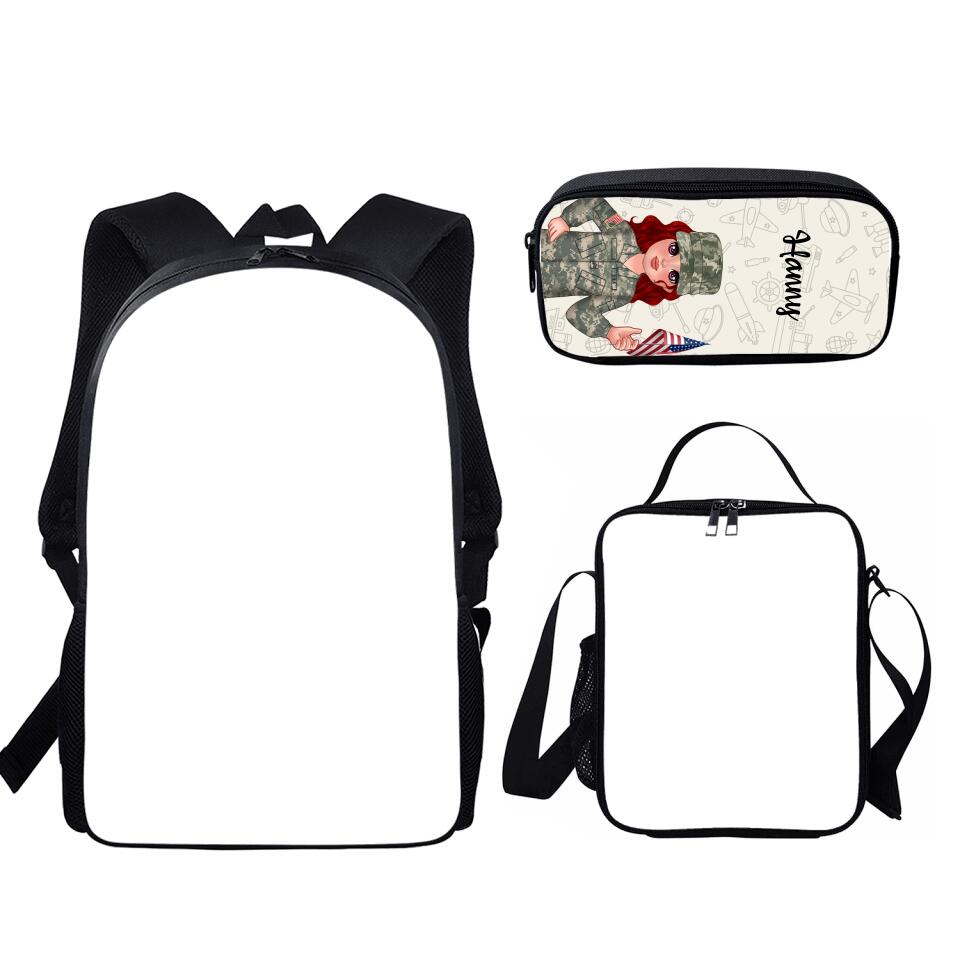 Custom Personalized USA Veteran Bag Set - Gift Idea For Kids/ Military Gift