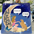 Personalized Dog Mom Quilt/Fleece Blanket/Pillow Cover - Memorial Gift For Dog Lovers - I Love You To The Moon And Back