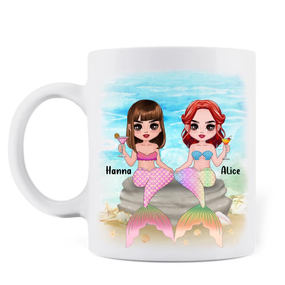Personalized Mermaid Friends Coffee Mug - Gift Idea For Mermaid Lover - Salty lil' Beaches