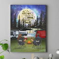 Personalized Camping Moon Canvas - Couple/Parents With Up to 3 Kids And 4 Pets - Gift Idea For Camping Lover - I Love You To The Moon And Back