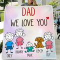 Personalized Family Blanket/Pillow Cover - Gift for Family/Grandma/Grandpa/Mom/Dad, Dog Cat Lovers- We love you Blanket/Pillow cover - Up to 5 Kids/Pets
