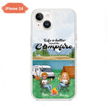 Personalized Camping Chibi Phone Case - Couple With Up to 2 Dogs - Gift Idea For Dog/Camping Lover - Life Is Better Around The Campfire - Case For iPhone And Samsung
