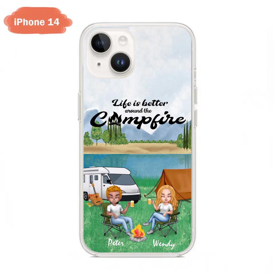 Custom Personalized Camping Couple With Dog Phone Case - Couple With Upto 3 Dogs - Gift Idea For Dog/ Camping Lover - Let's Be Adventurers - Case For iPhone And Samsung