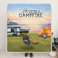 Personalized Camping Fleece Blanket/Quilt/Pillow Cover - Best Gift For Camping Family/Couple/Single Parent/Solo - Full Option - Up to 4 Kids and 3 Pets - Life Is Better Around The Campfire