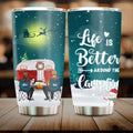 Personalized Xmas Camping Tumbler - Adult/Couple/Single Parent/Parents with Up to 2 Kids And 3 Pets - Christmas Gift Idea For Camping/ Dog/ Cat Lovers - Life Is Better Around The Campfire