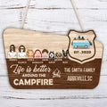 Custom Personalized Camping 2 Layered Wooden Art - Couple/Family With Up to 3 Kids,3 Dogs - Christmas/Birthday/Anniversary Gift For Couple/Family - Life Is Better Around The Campfire