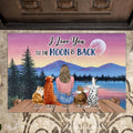 Personalized Memorial Pet Mom/Pet Dad Doormat - Up to 4 Pets - Memorial Gift For Dog/Cat Lover - I Love You To The Moon & Back