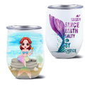 Personalized Mermaid Friends Wine Tumbler - Gift Idea For Mermaid Lover - Sassy Since Birth Salty By Choice