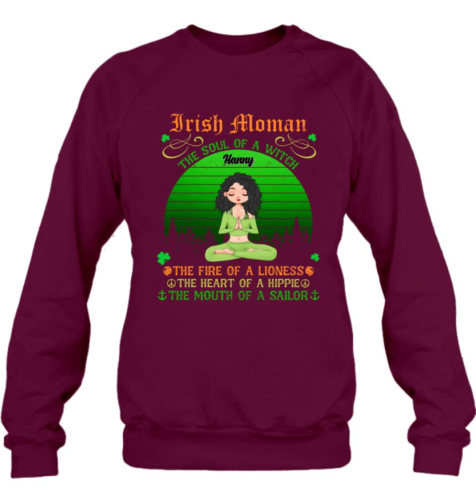 Personalized Irish Girl Yoga Shirt - Gift Idea For St Patrick's Day - Irish Woman The Soul Of A Witch