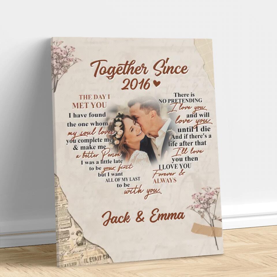 Personalized Couple Photo Canvas - Gift For Couple/Mother's Day Gift From Husband - The Day I Met You