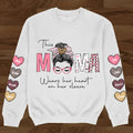 Personalized Mama Sweater - Gift for Mother/Grandma - Up to 8 Hearts - This Mama Wears Her Heart On Her Sleeve
