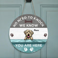 Personalized Dog Circle Doorsign - Up to 5 Dogs - Gift For Dog Lover - No Need To Knock