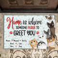 Personalized Cat Doormat - Gift Idea For Cat Lover - Up to 7 Cats - Home Is Where Someone Purrs To Greet You