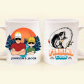 Personalized Father And Son Fishing Coffee Mug - Dad With Up to 3 Children - Gift Idea For Father/Son/Daughter/Father's Day/Fishing Lover - Fishing Dad