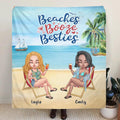 Personalized Besties Fleece Throw Blanket/Quilt - Up to 4 People - Gift Idea For Besties/Friends - Beaches Booze Besties