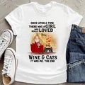Personalized Mom and Cat T-shirt - Up to 2 Cats - There was a girl who really loved wine and cats