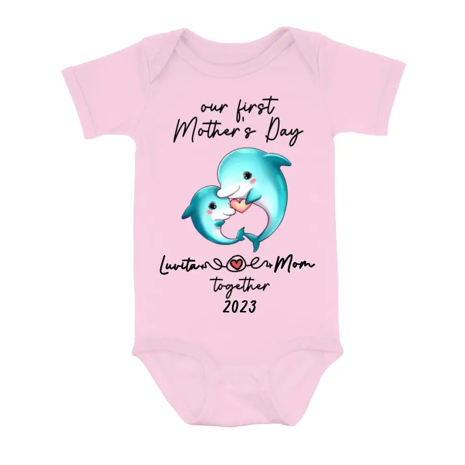 Personalized Baby Onesie/T-Shirt - Mother's Day Gift Idea For Baby/Mom - Our First Mother's Day Together 2023