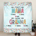Personalized Grandma Fleece Throw Blanket/Quilt - Up to 4 Kids And 8 Grandkids - Mother's Day Gift Idea for Grandma - First Mom Now Nana Kid And Grandkids Flower Pattern