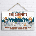 Personalized Camping Couple With Pet Wooden Sign - Couple With Up to 4 Pets - Gift Idea For Camping/Dog/Cat Lovers - Welcome To The Campsite