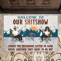 Personalized Camping Couple With Pet Doormat - Couple With Up to 4 Pets - Gift Idea For Camping/Dog/Cat Lovers - Welcome To Our Shitshow