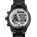 Personalized Veteran Black Chronograph Watch - Father's Day Gift for Veteran - Dear Dad Thank You For Your Service & Sacrifice