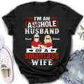 Personalized Husband & Wife Shirt/Hoodie - Gift Idea For Wife/Father's Day/Mother's Day/Couple - I'm An Asshole Husband Of A Smartass Wife