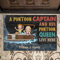 Personalized Pontoon Couple Doormat -  Gift Idea For Couple/Pontoon Lovers - A Pontoon Captain And His Pontoon Queen Live Here