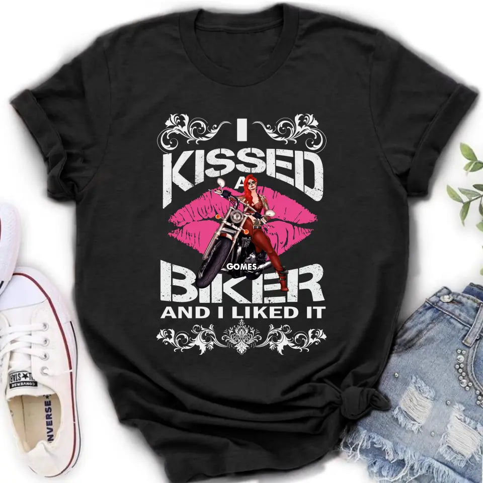 Personalized Biker Shirt/Hoodie - Gift Idea For Biker/Motorcycle Lovers - I Kissed A Biker And I Liked It