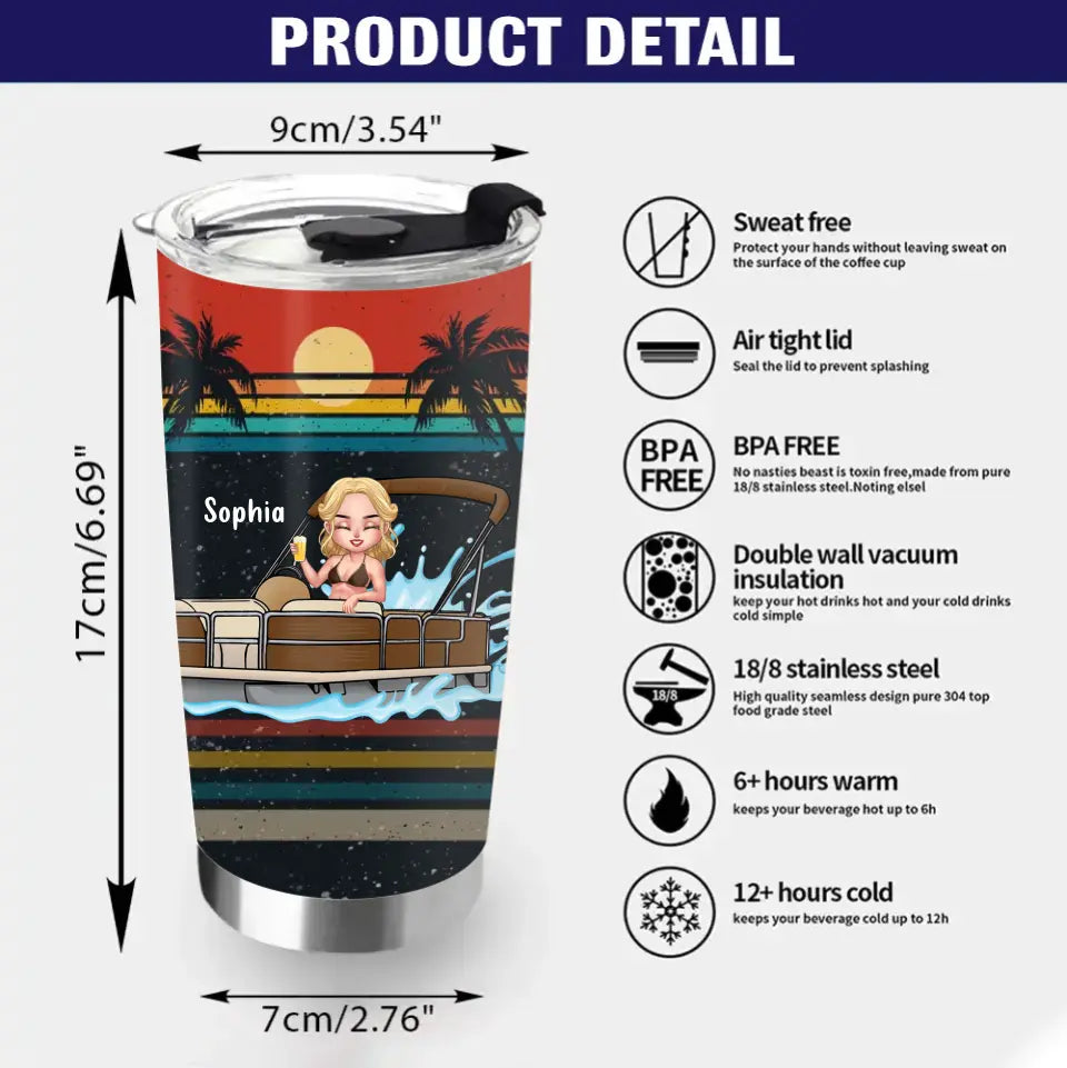 Personalized Pontoon Queen Tumbler - Best Gift Idea For Pontoon Lovers - Pontoon Queen Just Like A Normal Queen Only More Drunker