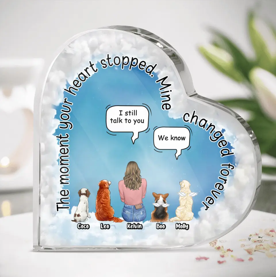 Personalized Pet Mom/Dad Crystal Heart - Up to 4 Pets - Gift Idea For Pets Lover - The Moment Your Heart Stopped Mine Changed Forever