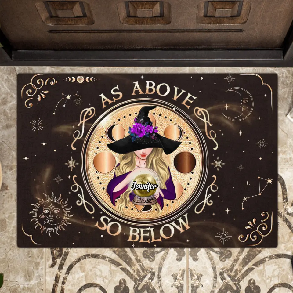 Personalized Witch Doormat - Halloween Gift Idea For Witch Lover/Friend/Wiccan Decor/Pagan Decor - As Above So Below