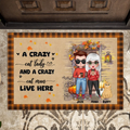 Personalized Cat Couple Doormat - Up to 6 Cats - Gift Idea for Couple/Cat Lovers - A Crazy Cat Lady And A Crazy Cat Man Live Here