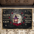 Personalized Halloween Cat Mom Doormat - Up to 4 Cats - Halloween Gift For Cat Lovers/Wiccan Decor/Pagan Decor - Salem Sanctuary For Wayward Cats