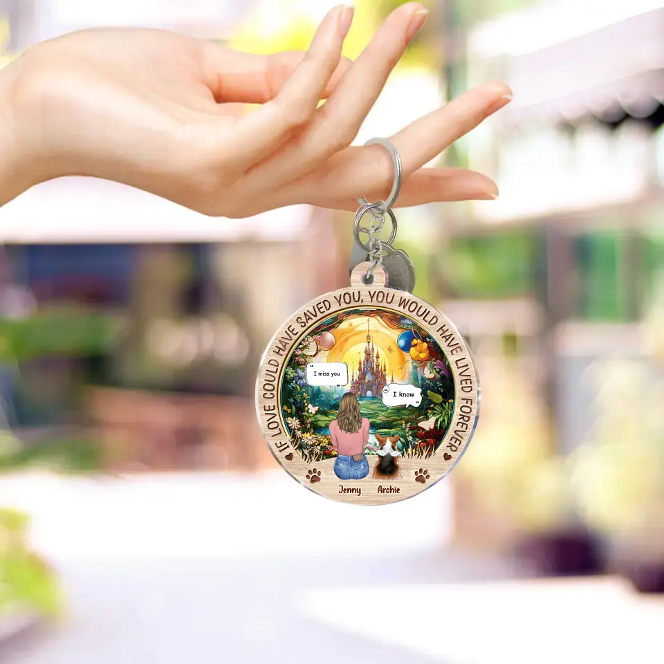 Personalized Memorial Pet Acrylic Keychain - Memorial Gift Idea For Dog/Cat/Rabbit Lover - If Love Could Have Saved You You Would Have Lived Forever