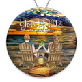 Personalized Couple Sitting At Beach Circle Wooden Ornament - Gift Idea For Couple/Anniversary - You And Me We Got This