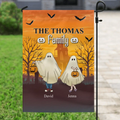 Personalized Halloween Ghost Flag Sign - Halloween Gift For Couple/Family - Up to 5 People With 4 Pets - The Thomas Family
