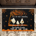 Personalized Halloween Ghost Family Doormat - Halloween Gift For Couple/Family - Up to 6 People With 3 Pets - It's The Most Wonderful Time Of The Year