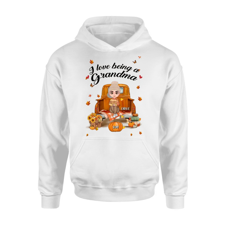 Personalized Grandma Autumn Hoodie/T-shirt - Gift Idea For Grandma - Up to 10 Kids - I Love Being A Grandma