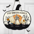 Personalized Family Wooden Sign - Up to 6 People & 3 Pets - Halloween Gift Idea for Family