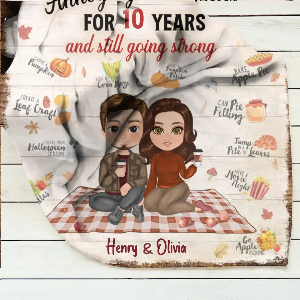 Personalized Couple Fleece Throw Blanket/Quilt - Gift Idea For Couple/Anniversary - Annoying Each Other For 10 Years And Still Going Strong