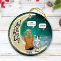 Personalized Memorial Pet Circle Ornament - Up to 4 Pets - Christmas Gift Idea for Family/Dog/Cat/Rabbit Owners - I Love You To The Moon & Back